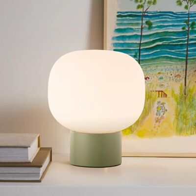 Lightbox Nacht-Tischlampe Ø 17 cm Tischleuchte mit Wipp-Schalter & matt weißem Glas Lampen-Schirm E14 Fassung Schlafzimmer-Lese-Lampe aus Metall / Glas in Matt Grün Lightbox Nacht-Tischlampe Ø 17 cm Tischleuchte mit Wipp-Schalter & matt weißem Glas Lampen-Schirm E14 Fassung Schlafzimmer-Lese-Lampe aus Metall / Glas in Matt Grün