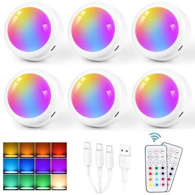 Vankarr LED-Spots Batterie USB Aufladbar Schrankbeleuchtung Kabellos LED Batteriebetrieben mit Fernbedienung,13 Farben Dimmbar Unterbauleuchte Vitrinenbeleuchtung Schranklicht, 6 Stück*500mAh Vankarr LED-Spots Batterie USB Aufladbar Schrankbeleuchtung Kabellos LED Batteriebetrieben mit Fernbedienung,13 Farben Dimmbar Unterbauleuchte Vitrinenbeleuchtung Schranklicht, 6 Stück*500mAh