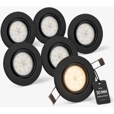 Trango 6er Pack Ultra flache LED Einbaustrahler, Einbauleuchte, Deckenlampe 6729-065MO in Matt Schwarz Rund incl. 6x LED Modul nur 30mm Einbautiefe Deckenleuchte, Einbauspots Deckenpampe Trango 6er Pack Ultra flache LED Einbaustrahler, Einbauleuchte, Deckenlampe 6729-065MO in Matt Schwarz Rund incl. 6x LED Modul nur 30mm Einbautiefe Deckenleuchte, Einbauspots Deckenpampe