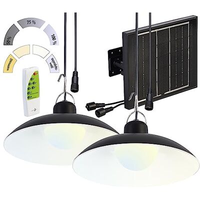 Lunartec Solar-LED-Doppel-Hängelampe, 2X 105 lm, Akku, Timer, warmweiß/weiß (Decke) Lunartec Solar-LED-Doppel-Hängelampe, 2X 105 lm, Akku, Timer, warmweiß/weiß (Decke)