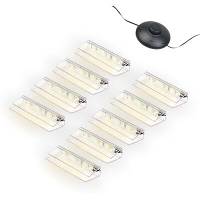 kalb Material für Möbel kalb LED Glaskantenbeleuchtung Ambilux Clip transparent 3000K 5000K 1-10 Sets für Glasböden 4-10mm Fußschalter Glasbodenbeleuchtung erweiterbar um Dimmer/Controller Plug & Play (warmweiß, 9er Set) kalb Material für Möbel kalb LED Glaskantenbeleuchtung Ambilux Clip transparent 3000K 5000K 1-10 Sets für Glasböden 4-10mm Fußschalter Glasbodenbeleuchtung erweiterbar um Dimmer/Controller Plug & Play (warmweiß, 9er Set)