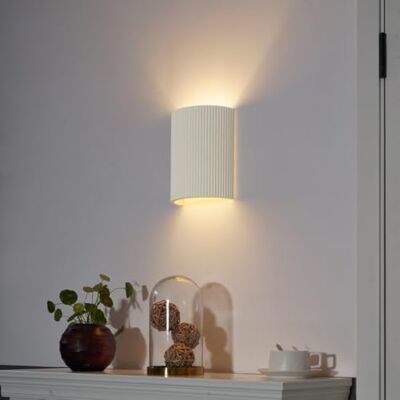 Qazqa Skandinavisch Wandleuchte, Wandlampe Plaster Beige, Oval, max. 15W, Geeignet für LED, 19cm, Ideal als Flur, Schlafzimmerlampe und Wohnzimmerlampe Qazqa Skandinavisch Wandleuchte, Wandlampe Plaster Beige, Oval, max. 15W, Geeignet für LED, 19cm, Ideal als Flur, Schlafzimmerlampe und Wohnzimmerlampe