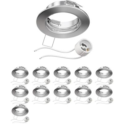 ledscom.de 12x Decken-Einbaurahmen FERE Einbaurahmen chrom matt (LED/Halogen/GU10/MR16/PAR16/50mm) inkl. GU10 Fassung ledscom.de 12x Decken-Einbaurahmen FERE Einbaurahmen chrom matt (LED/Halogen/GU10/MR16/PAR16/50mm) inkl. GU10 Fassung