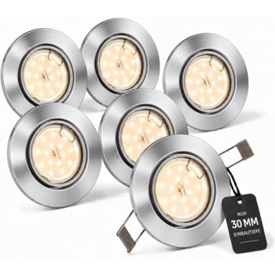 Trango 6er Pack 6729-069MO Einbaustrahler, Einbauleuchte, Deckenlampe aus ALU gebürstet in Rund inkl. 6x 5 Watt LED Modul nur 30mm Einbautiefe Deckenleuchte, Einbauspots Deckenpampe Trango 6er Pack 6729-069MO Einbaustrahler, Einbauleuchte, Deckenlampe aus ALU gebürstet in Rund inkl. 6x 5 Watt LED Modul nur 30mm Einbautiefe Deckenleuchte, Einbauspots Deckenpampe