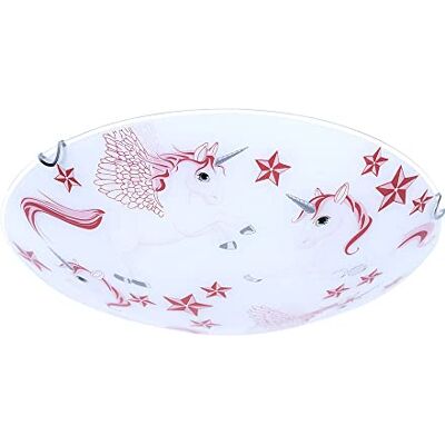 GLOBO Deckenleuchte Natalie 2-flg. mit Einhorn Dekor Weiß, Weiß, Rosa GLOBO Deckenleuchte Natalie 2-flg. mit Einhorn Dekor Weiß, Weiß, Rosa