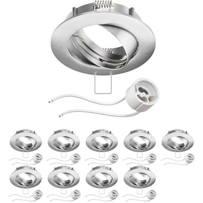 ledscom.de 10x Deckeneinbaurahmen Circ Aluminium Einbaurahmen chrom matt schwenkbar (LED/Halogen/GU10/MR16/PAR16/50mm) inkl. GU10 Fassung ledscom.de 10x Deckeneinbaurahmen Circ Aluminium Einbaurahmen chrom matt schwenkbar (LED/Halogen/GU10/MR16/PAR16/50mm) inkl. GU10 Fassung