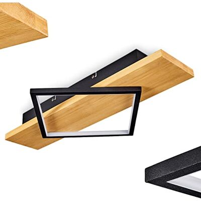 HOFSTEIN LED Deckenleuchte Pompu, moderne Deckenlampe aus Metall/Holz/Kunststoff in Naturfarben/Schwarz/Weiß, moderne Leuchte mit Holzbalken, LED 22,5 Watt, 3000 Kelvin, 2800 Lumen HOFSTEIN LED Deckenleuchte Pompu, moderne Deckenlampe aus Metall/Holz/Kunststoff in Naturfarben/Schwarz/Weiß, moderne Leuchte mit Holzbalken, LED 22,5 Watt, 3000 Kelvin, 2800 Lumen