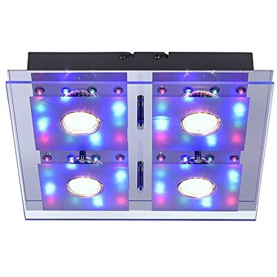 LeuchtenDirekt LED Deckenlampe 30cm quadratisch Lichtfarbwechsel RGB Fernbedienung steuerbar, warmweißes Licht, Glasspiegelung LeuchtenDirekt LED Deckenlampe 30cm quadratisch Lichtfarbwechsel RGB Fernbedienung steuerbar, warmweißes Licht, Glasspiegelung