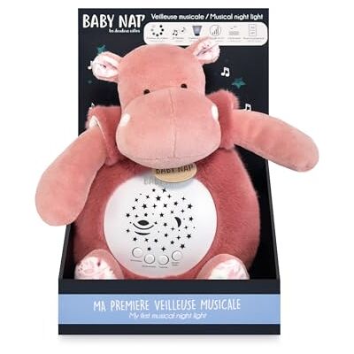 Baby Nat BN6084 Nachtlicht mit Musik, für Babys, zum Schlafen, Nilpferd, Zoé-Kollektion, 10 Melodien, 5 weiße Geräusche, 7 Farben – Schlafhilfe des Babys – Batterien Nicht im Lieferumfang enthalten Baby Nat BN6084 Nachtlicht mit Musik, für Babys, zum Schlafen, Nilpferd, Zoé-Kollektion, 10 Melodien, 5 weiße Geräusche, 7 Farben – Schlafhilfe des Babys – Batterien Nicht im Lieferumfang enthalten