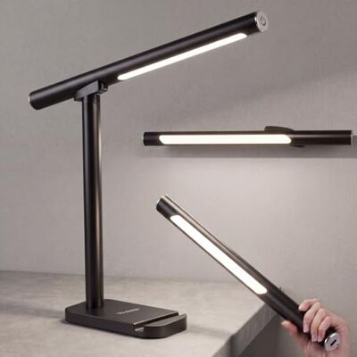 SOLAVN 3-in-1 LED Schreibtischlampe Kabellos, 350Lm Dimmbare Akku Tischlampe mit Memory-Funktion, 360° Drehbar Magnetische Wandleuchte Ohne Bohren, USB-C Leselampe (Klassisch Schwarz) SOLAVN 3-in-1 LED Schreibtischlampe Kabellos, 350Lm Dimmbare Akku Tischlampe mit Memory-Funktion, 360° Drehbar Magnetische Wandleuchte Ohne Bohren, USB-C Leselampe (Klassisch Schwarz)