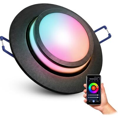 SSC-LUXon LAGO Einbaustrahler schwarz indirekt Smart GU10 WLAN RGBW App Einbauspot mit indirektem Licht per App & Alexa steuerbar, RGB-Farblicht, blendfrei für Wohnzimmer & Küche, inkl. GU10 LED SSC-LUXon LAGO Einbaustrahler schwarz indirekt Smart GU10 WLAN RGBW App Einbauspot mit indirektem Licht per App & Alexa steuerbar, RGB-Farblicht, blendfrei für Wohnzimmer & Küche, inkl. GU10 LED
