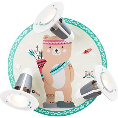 Elobra Lampe Indianer Deckenlampe, Wandlampe Rondell 3-flammig Little Indians Bär Björn 136089 Gelb Elobra Lampe Indianer Deckenlampe, Wandlampe Rondell 3-flammig Little Indians Bär Björn 136089 Gelb
