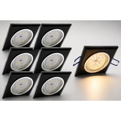 Trango 6er Set 6736S-06MO *BLACK CRYSTAL* LED Deckenstrahler aus schwarzem handgeschliffenem Glas & Alu inkl. 6x Ultra Flach 5 Watt LED Modul 3000K warmweiß, Einbauleuchte, Deckenleuchte, Badleuchte Trango 6er Set 6736S-06MO *BLACK CRYSTAL* LED Deckenstrahler aus schwarzem handgeschliffenem Glas & Alu inkl. 6x Ultra Flach 5 Watt LED Modul 3000K warmweiß, Einbauleuchte, Deckenleuchte, Badleuchte