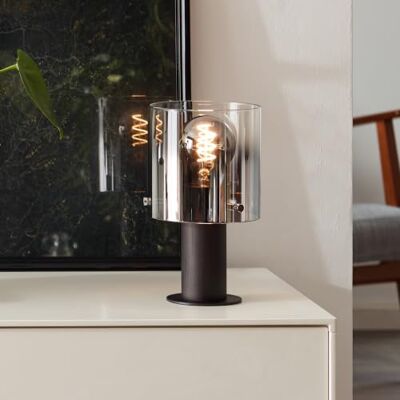Lightbox Tischlampe Rauchglas Ø 15x26 cm, E27 Lampe Elegante, dekorative Tischleuchte mit getöntem Glas, stilvoller Akzent für jeden Raum Lightbox Tischlampe Rauchglas Ø 15x26 cm, E27 Lampe Elegante, dekorative Tischleuchte mit getöntem Glas, stilvoller Akzent für jeden Raum