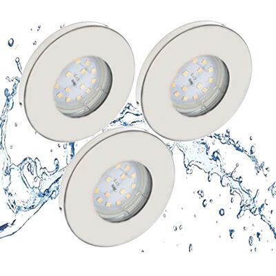 Trango 3er Set 6729IP65-032MO LED Einbaustrahler IP65 aus Edelstahl gebürstet inkl. 3x 5 Watt 3000K warmweiß Ultra Flach LED Modul für Bad, Dusche, Einbauspots, Deckenstrahler, Deckenlampe, Badleuchte Trango 3er Set 6729IP65-032MO LED Einbaustrahler IP65 aus Edelstahl gebürstet inkl. 3x 5 Watt 3000K warmweiß Ultra Flach LED Modul für Bad, Dusche, Einbauspots, Deckenstrahler, Deckenlampe, Badleuchte