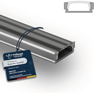 INNOVATE U-12 SLIM LED Profil 2m Silber 1 Stück 17x6mm Diffusor Klar Aluprofil für LED Streifen 2m 12mm I Kühlkörper Indirekte Beleuchtung Wohnzimmer I Alu U Profil Indirekte Beleuchtung Decke INNOVATE U-12 SLIM LED Profil 2m Silber 1 Stück 17x6mm Diffusor Klar Aluprofil für LED Streifen 2m 12mm I Kühlkörper Indirekte Beleuchtung Wohnzimmer I Alu U Profil Indirekte Beleuchtung Decke
