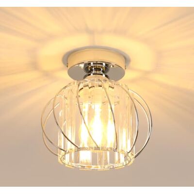 Goeco Modern Deckenleuchte Kristall E27 Spiralkäfig Deckenlampe Chrom Goeco Modern Deckenleuchte Kristall E27 Spiralkäfig Deckenlampe Chrom