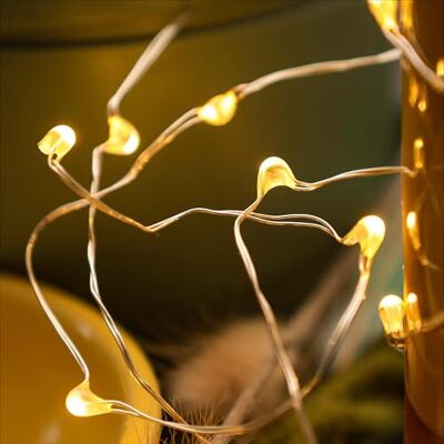 hellum LED Lichterkette Batterie, innen, 20 LED warmweiß, 2er Set Lichterkette Batterie (2xAA nicht inkl) mit warmweißen Tauperlen, Kupferkabel, 0,95m beleuchtet, für Geburtstag 570700 hellum LED Lichterkette Batterie, innen, 20 LED warmweiß, 2er Set Lichterkette Batterie (2xAA nicht inkl) mit warmweißen Tauperlen, Kupferkabel, 0,95m beleuchtet, für Geburtstag 570700