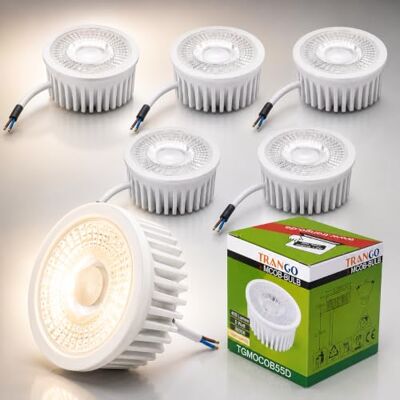 Trango 5er Pack MOCOB*5 Ultra flach LED Module 3000K warmweiß nur 30mm Einbautiefe ersetzt GU10 & MR16 Leuchtmittel für Einbauleuchten Deckenstrahler Einbaustrahler Deckenleuchte Spots Trango 5er Pack MOCOB*5 Ultra flach LED Module 3000K warmweiß nur 30mm Einbautiefe ersetzt GU10 & MR16 Leuchtmittel für Einbauleuchten Deckenstrahler Einbaustrahler Deckenleuchte Spots