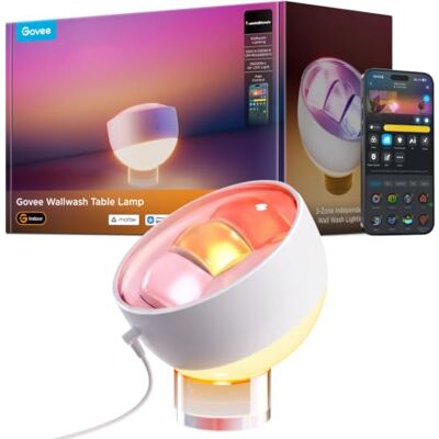 Govee Nachttischlampe Wandfluter LED 2-in-1, RGBWW Tischlampe 360° Flexibel Nachtlicht Dimmbar 1000K-10000K, 80 Szenen & 3-Zonen DIY, Matter Alexa Kompatibel Tischleuchte für Schlafzimmer Wohnzimmer Govee Nachttischlampe Wandfluter LED 2-in-1, RGBWW Tischlampe 360° Flexibel Nachtlicht Dimmbar 1000K-10000K, 80 Szenen & 3-Zonen DIY, Matter Alexa Kompatibel Tischleuchte für Schlafzimmer Wohnzimmer