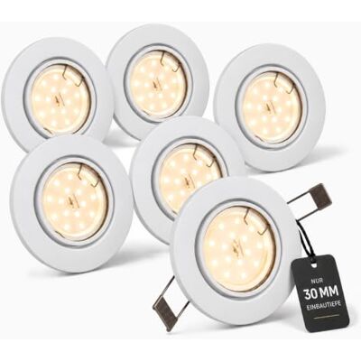 Trango 6er Pack Einbaustrahler 6729-066MO Einbauleuchte, Deckenlampe in Weiß Rund inkl. 6x LED Modul nur 30mm Einbautiefe Deckenleuchte, Einbauspots Deckenpampe Trango 6er Pack Einbaustrahler 6729-066MO Einbauleuchte, Deckenlampe in Weiß Rund inkl. 6x LED Modul nur 30mm Einbautiefe Deckenleuchte, Einbauspots Deckenpampe