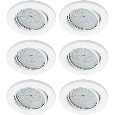 Trango 6er Set Einbaustrahler 6729-066-5WAK Einbauleuchte Deckenleuchte Badleuchten Strahler in weiß inkl. 6x 5 Watt GU10 LED Leuchtmittel 3000K warmweiß schwenkbar Deckenstrahler Trango 6er Set Einbaustrahler 6729-066-5WAK Einbauleuchte Deckenleuchte Badleuchten Strahler in weiß inkl. 6x 5 Watt GU10 LED Leuchtmittel 3000K warmweiß schwenkbar Deckenstrahler