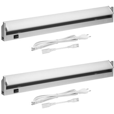 Oktaplex lighting Oktaplex 2er Set Rota Aluminium LED Unterbaulampe Küche schwenkbar 58 cm 3000K Warmweiß 1085lm 9,7W mit Schalter 230V silber Küchenlicht Oktaplex lighting Oktaplex 2er Set Rota Aluminium LED Unterbaulampe Küche schwenkbar 58 cm 3000K Warmweiß 1085lm 9,7W mit Schalter 230V silber Küchenlicht