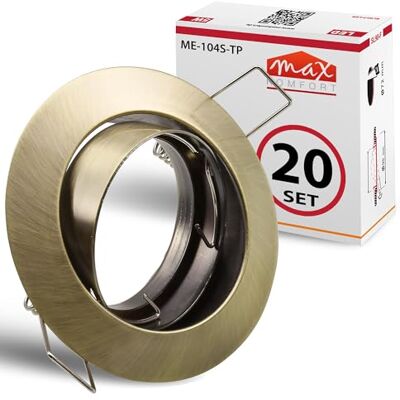 Maxkomfort 20x SET Einbaustrahler + GU10 für 230V alt Messing Schwenkbar rund Einbau Spots Decken Strahler Leuchte Spots Deckenleuchte Lampe Einbauleuchte Einbaurahmen 104S-TP MS Maxkomfort 20x SET Einbaustrahler + GU10 für 230V alt Messing Schwenkbar rund Einbau Spots Decken Strahler Leuchte Spots Deckenleuchte Lampe Einbauleuchte Einbaurahmen 104S-TP MS