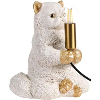 Beliani Tischlampe Kunstharz weiß Glühbirnen-Optik 1-flammig Tiermotiv Katze Yoko Beliani Tischlampe Kunstharz weiß Glühbirnen-Optik 1-flammig Tiermotiv Katze Yoko