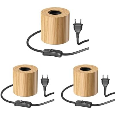ledscom.de 3x Tischlampe HITO, Schalter, Echtholz (Gummibaum), rund, hellbraun, 1x E27 max. 60W ledscom.de 3x Tischlampe HITO, Schalter, Echtholz (Gummibaum), rund, hellbraun, 1x E27 max. 60W