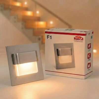Maxkomfort LED Treppenbeleuchtung 1,5 Watt und 40 Lumen Wandeinbaustrahler Stufenbeleuchtung Warmweiß Nachtbeleuchtung Nachtlicht Flurleuchte Lampe Wandleuchte F1 Eckig Eisen Gebürstet Maxkomfort LED Treppenbeleuchtung 1,5 Watt und 40 Lumen Wandeinbaustrahler Stufenbeleuchtung Warmweiß Nachtbeleuchtung Nachtlicht Flurleuchte Lampe Wandleuchte F1 Eckig Eisen Gebürstet