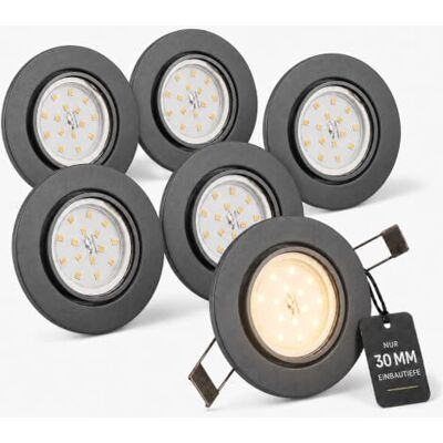 Trango 6er Set 6729-061MO LED Einbaustrahler in Anthrazit matt schwenkbar inkl. 6x 5 Watt 3000K warmweiß Ultra Flach LED Modul, Einbauspots, Deckenstrahler, Deckenlampe, Badleuchte, Deckenleuchte Trango 6er Set 6729-061MO LED Einbaustrahler in Anthrazit matt schwenkbar inkl. 6x 5 Watt 3000K warmweiß Ultra Flach LED Modul, Einbauspots, Deckenstrahler, Deckenlampe, Badleuchte, Deckenleuchte