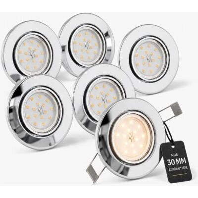 Trango 6er Pack LED Einbaustrahler 6729-068MO Einbauleuchte, Deckenlampe in Chrom Rund incl. 6x LED Modul nur 30mm Einbautiefe Deckenleuchte, Einbauspots Deckenpampe Trango 6er Pack LED Einbaustrahler 6729-068MO Einbauleuchte, Deckenlampe in Chrom Rund incl. 6x LED Modul nur 30mm Einbautiefe Deckenleuchte, Einbauspots Deckenpampe
