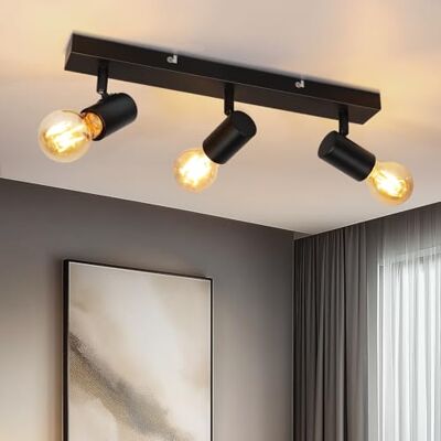 Dehobo Deckenlampe E27 Schwarz Deckenstrahler 2 Flammig für Küchenlicht Deckenstrahler LED, Deckenleuchte Schwarz, Deckenleuchte E27 Deckenlampe Retro LED Deckenspots für Schlafzimmer Wohnzimmer Dehobo Deckenlampe E27 Schwarz Deckenstrahler 2 Flammig für Küchenlicht Deckenstrahler LED, Deckenleuchte Schwarz, Deckenleuchte E27 Deckenlampe Retro LED Deckenspots für Schlafzimmer Wohnzimmer