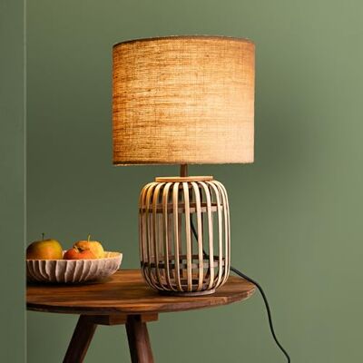 Lightbox DekoTischlampe 43 cm Höhe für Flur, Wohnzimmer oder als dekorative Tischlampe für Flur, Wohnzimmer oder als Nachttischlampe im Schlafzimmer Tischleuchte rund im Natur/Holz Look Lightbox DekoTischlampe 43 cm Höhe für Flur, Wohnzimmer oder als dekorative Tischlampe für Flur, Wohnzimmer oder als Nachttischlampe im Schlafzimmer Tischleuchte rund im Natur/Holz Look