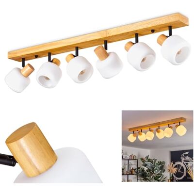 HOFSTEIN Deckenleuchte Miguas, verstellbare Deckenlampe aus Holz/Metall/Milchglas in Natur/Schwarz/Weiß, Leuchte im Boho/skandinavischen Design, 6 x E14, Schlafzimmer, Wohnzimmer, Küche, Esszimmer HOFSTEIN Deckenleuchte Miguas, verstellbare Deckenlampe aus Holz/Metall/Milchglas in Natur/Schwarz/Weiß, Leuchte im Boho/skandinavischen Design, 6 x E14, Schlafzimmer, Wohnzimmer, Küche, Esszimmer
