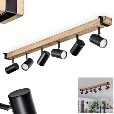 HOFSTEIN Deckenleuchte Storuma, 6-flammige Deckenlampe aus Metall/Holz in Schwarz/Natur, Leuchte im Industrial/Vintage-Design, verstellbare Schirme, GU10, Esszimmer, Wohnzimmer, Küche, Schlafzimmer HOFSTEIN Deckenleuchte Storuma, 6-flammige Deckenlampe aus Metall/Holz in Schwarz/Natur, Leuchte im Industrial/Vintage-Design, verstellbare Schirme, GU10, Esszimmer, Wohnzimmer, Küche, Schlafzimmer