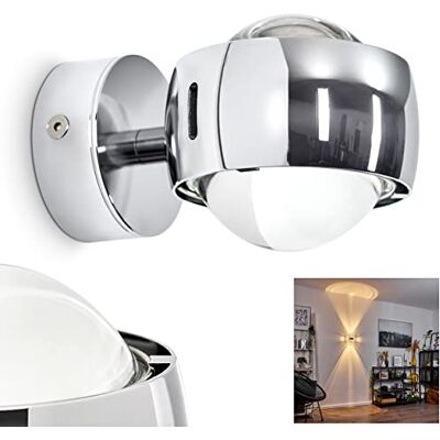 HOFSTEIN Wand-Lampe Sapri halbrund Designer-Effektlampe mit Schlitzen in modernem Chrom, Wandbeleuchtung ohne Leuchtmittel HOFSTEIN Wand-Lampe Sapri halbrund Designer-Effektlampe mit Schlitzen in modernem Chrom, Wandbeleuchtung ohne Leuchtmittel