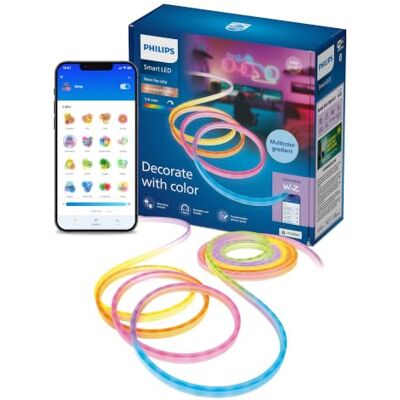 Philips Smart Lighting Neon Flex LED-Streifen, Ambientebeleuchtung, 10m, Typ C, Dynamische Mehrfarbige Lichteffekte, Biegbar, Einfache Einrichtung, Connected by WiZ, Google Home, Alexa, Apple Home Philips Smart Lighting Neon Flex LED-Streifen, Ambientebeleuchtung, 10m, Typ C, Dynamische Mehrfarbige Lichteffekte, Biegbar, Einfache Einrichtung, Connected by WiZ, Google Home, Alexa, Apple Home