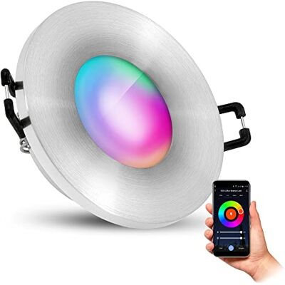 SSC-LUXon BEDA Bad Einbaustrahler Alu IP65 Smart GU10 RGB WLAN dimmbar Smarter Bad-Deckenspot silber gebürstet IP65 mit RGB GU10 16 Mio Farben per App & Sprache, nur 30mm tief, WLAN ohne Hub SSC-LUXon BEDA Bad Einbaustrahler Alu IP65 Smart GU10 RGB WLAN dimmbar Smarter Bad-Deckenspot silber gebürstet IP65 mit RGB GU10 16 Mio Farben per App & Sprache, nur 30mm tief, WLAN ohne Hub