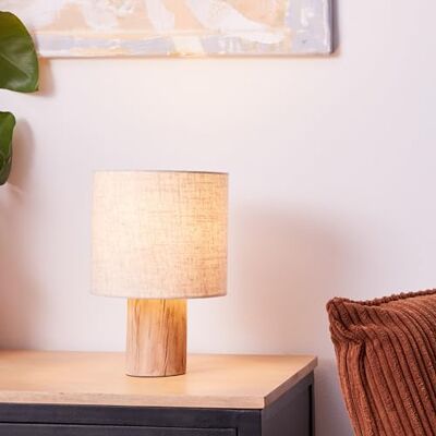 Lightbox Tischleuchte Natur, Holzfuß, Stoffschirm, E27 Leuchte Dekorative Nachttischlampe fürs Schlafzimmer und Büro, natürlicher Look für gemütliche Räume Lightbox Tischleuchte Natur, Holzfuß, Stoffschirm, E27 Leuchte Dekorative Nachttischlampe fürs Schlafzimmer und Büro, natürlicher Look für gemütliche Räume