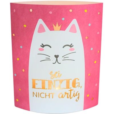 Dekohelden24 Poesielicht Nachtlicht Stimmungslicht Dekolicht in pink, mit Timer, Batteriebetrieben, Motiv: Katze, Sei einzig, nicht artig L/B/H 13 x 5 x 16 cm. Dekohelden24 Poesielicht Nachtlicht Stimmungslicht Dekolicht in pink, mit Timer, Batteriebetrieben, Motiv: Katze, Sei einzig, nicht artig L/B/H 13 x 5 x 16 cm.