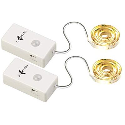 Lunartec Strip Batterie: 2er-Set Indoor-LED-Streifen, 30 LEDs, PIR, Batterie, 600lm, 100 cm (Streifen mit Bewegungsmelder, Band mit, WC) Lunartec Strip Batterie: 2er-Set Indoor-LED-Streifen, 30 LEDs, PIR, Batterie, 600lm, 100 cm (Streifen mit Bewegungsmelder, Band mit, WC)