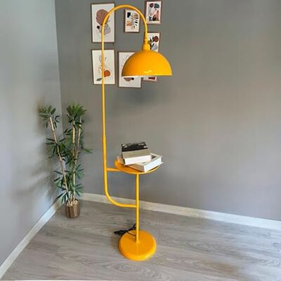 bamyum Gorkiede Metall, Moderne, Stehlampe Wohnzimmer, Schlafzimmer, Kinderzimmer mit E27 Fassung, 30 cm Breit, verstellbarer Lampenschirm, Stehleuchte mit Ablage, Gelb bamyum Gorkiede Metall, Moderne, Stehlampe Wohnzimmer, Schlafzimmer, Kinderzimmer mit E27 Fassung, 30 cm Breit, verstellbarer Lampenschirm, Stehleuchte mit Ablage, Gelb