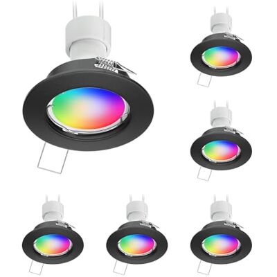ledscom.de 6x Decken-Einbaustrahler FERE Einbaurahmen schwarz matt inkl. Smart Home RGBW GU10 LED Lampe, 5,41W, 473lm ledscom.de 6x Decken-Einbaustrahler FERE Einbaurahmen schwarz matt inkl. Smart Home RGBW GU10 LED Lampe, 5,41W, 473lm