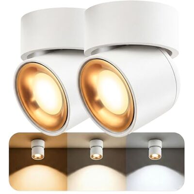 SSC-LUXon AYONA Aufbauspot 2er Set weiß-gold IP54 GU10 3W 3 Lichtfarben Zwei schwenkbare Deckenspots weiß-gold warm / neutral / kalt per Schalter, für Wohnzimmer & Flur, inkl. GU10 LED SSC-LUXon AYONA Aufbauspot 2er Set weiß-gold IP54 GU10 3W 3 Lichtfarben Zwei schwenkbare Deckenspots weiß-gold warm / neutral / kalt per Schalter, für Wohnzimmer & Flur, inkl. GU10 LED