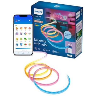 Philips Smart Lighting Neon Flex LED-Streifen, Ambientebeleuchtung, 5m, Typ C, Dynamische Mehrfarbige Lichteffekte, Biegbar, Einfache Einrichtung, Connected by WiZ, Google Home, Alexa, Apple Home Philips Smart Lighting Neon Flex LED-Streifen, Ambientebeleuchtung, 5m, Typ C, Dynamische Mehrfarbige Lichteffekte, Biegbar, Einfache Einrichtung, Connected by WiZ, Google Home, Alexa, Apple Home