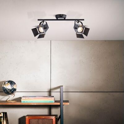 Lightbox Moderne LED Deckenleuchte / Deckenspot, 2x LED GU10 5W inkl., 2x 345 Lumen, 2900K warmweiß, Metall, schwarz matt Lightbox Moderne LED Deckenleuchte / Deckenspot, 2x LED GU10 5W inkl., 2x 345 Lumen, 2900K warmweiß, Metall, schwarz matt