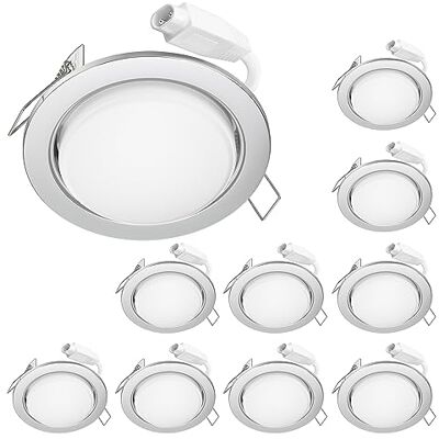 ledscom.de LED Decken-Einbaustrahler RUBA chrom matt GX562W je 509lm warmweiß rund flach 107mm Ø Lochkreis ca. 83-100mm Ø 10er Set ledscom.de LED Decken-Einbaustrahler RUBA chrom matt GX562W je 509lm warmweiß rund flach 107mm Ø Lochkreis ca. 83-100mm Ø 10er Set