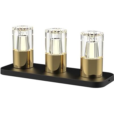 BOLD Kristy 3er Set Akku LED Tischleuchten Dimmbar Kabellose Gold-Lampen BOLD Kristy 3er Set Akku LED Tischleuchten Dimmbar Kabellose Gold-Lampen